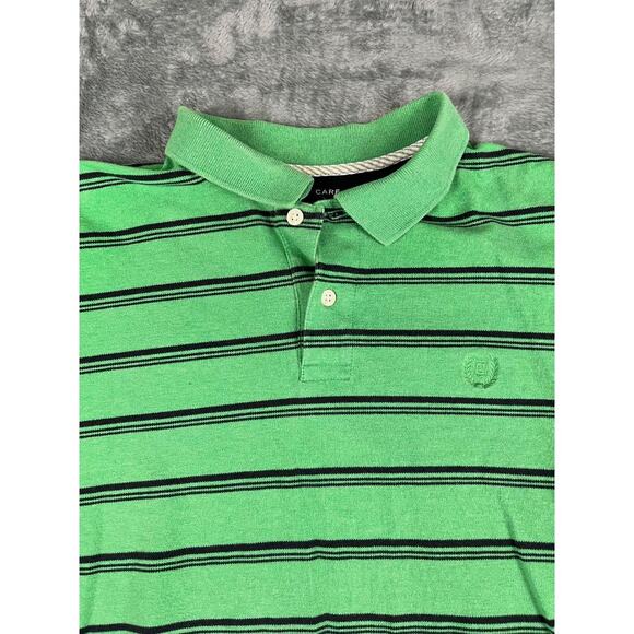 Chaps Men's Green Black Striped Short Sleeve Polo Shirt Size M - Picture 4 of 9